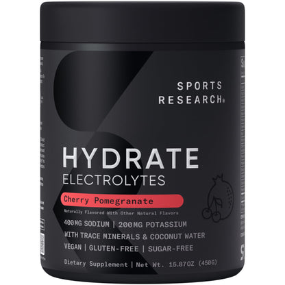 Sports Research® Hydrate Electrolytes Powder Packets - Sugar-Free & Naturally Flavored with Vitamins, Minerals, and Coconut Water - Supports Hydration - 16 Packets - Variety Pack | Sugar-Free