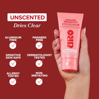 URO Intimate Deodorant – Aluminum Free, Odor & Chafing Control – 3 Oz