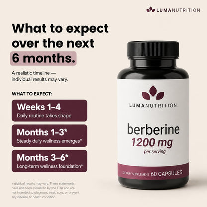 Luma Nutrition Pure Berberine Supplement - Berberina 1200mg - 60 Capsules