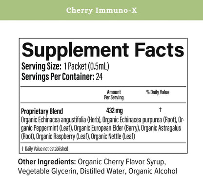 SPRIGS Cherry Immuno-X Immune Support Supplement with Herbal Extracts, Vitamin C, Elderberry & Antioxidants Daily Immune Defense for Energy, Wellness & Overall Health