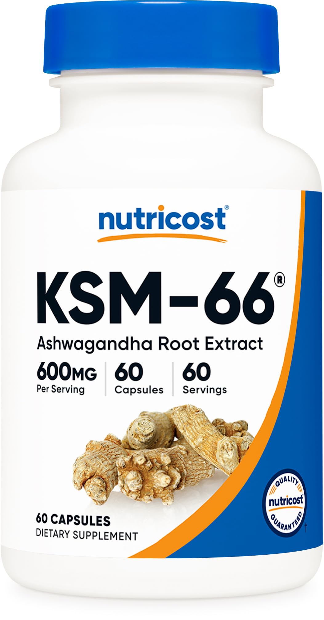 Nutricost KSM-66 Ashwagandha Root Extract (600mg) 60 Capsules | 5% Withanolides & BioPerine, Full-Spectrum Root Extract