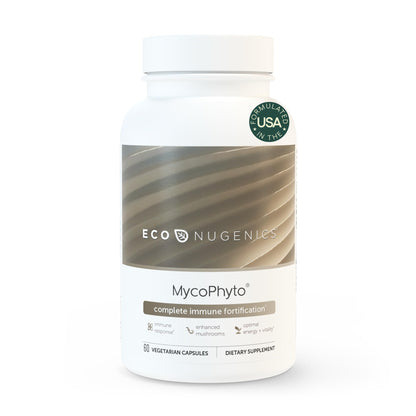 EcoNugenics MycoPhyto Complex: Mushroom Supplement for Intensive Immune Support – 60 Capsules – Includes Turkey Tail, Reishi, Cordyceps, Maitake & More – Energy, Gut Health & Nootropic Brain Support