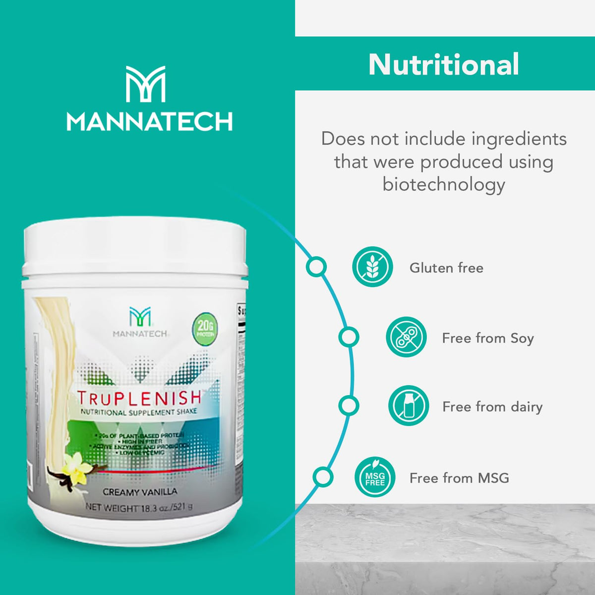 Plant Based Protein TruPLENISH Nutrition Shakes - Creamy Vanilla 18.3 oz. Full of Vitamins