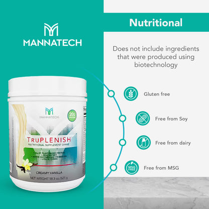 Plant Based Protein TruPLENISH Nutrition Shakes - Creamy Vanilla 18.3 oz. Full of Vitamins