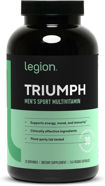 LEGION Triumph Men's Sport Vitamin - Complete Multivitamin for Men - Daily Vitamins for Men to Boost Health and Performance - Men's Multivitamin with 21 Vitamins & Minerals - 30 Servings