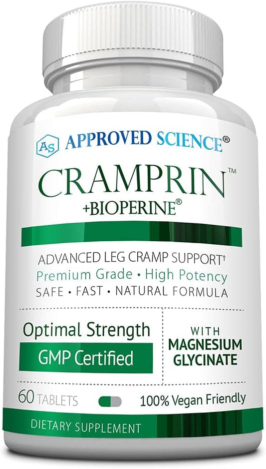 Approved Science Cramprin - High Absorption Magnesium, Vitamin B Complex, BioPerine - Muscle Cramps - 1 Month Supply - 60 Capsules - Vegan