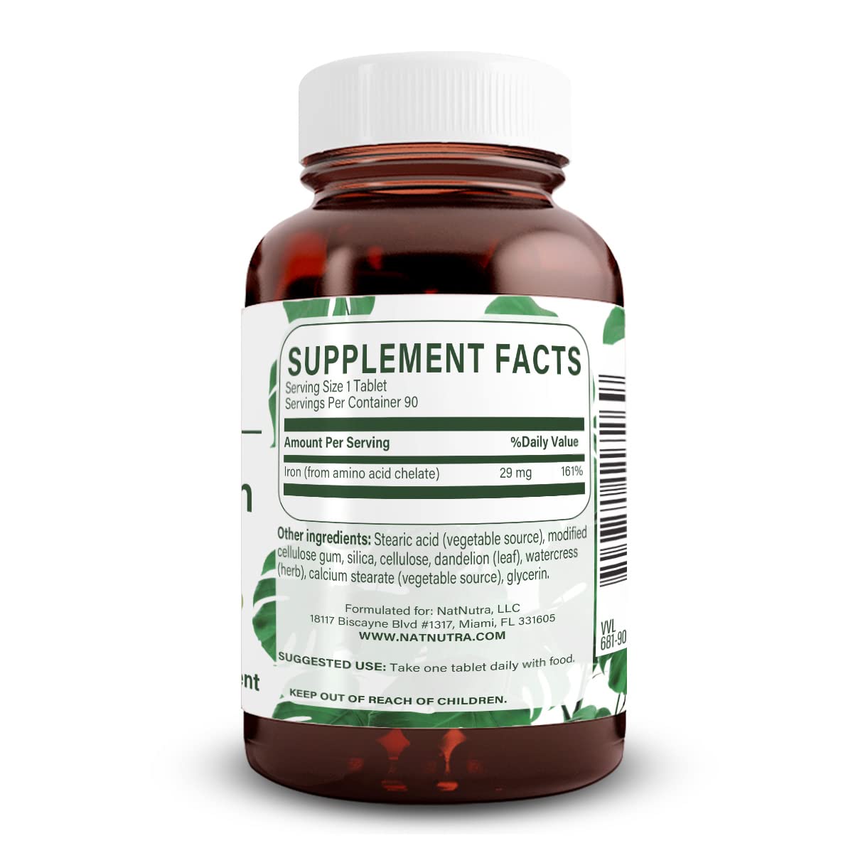 Natural Nutra Chelated Iron Supplement for Men & Women, Nails Health, Promotes Optimal Absorption, Helps Enhance Iron Level, Maintain Body Fulid, Help to Improves Hair Growth, Skin Health, 180 Tablets