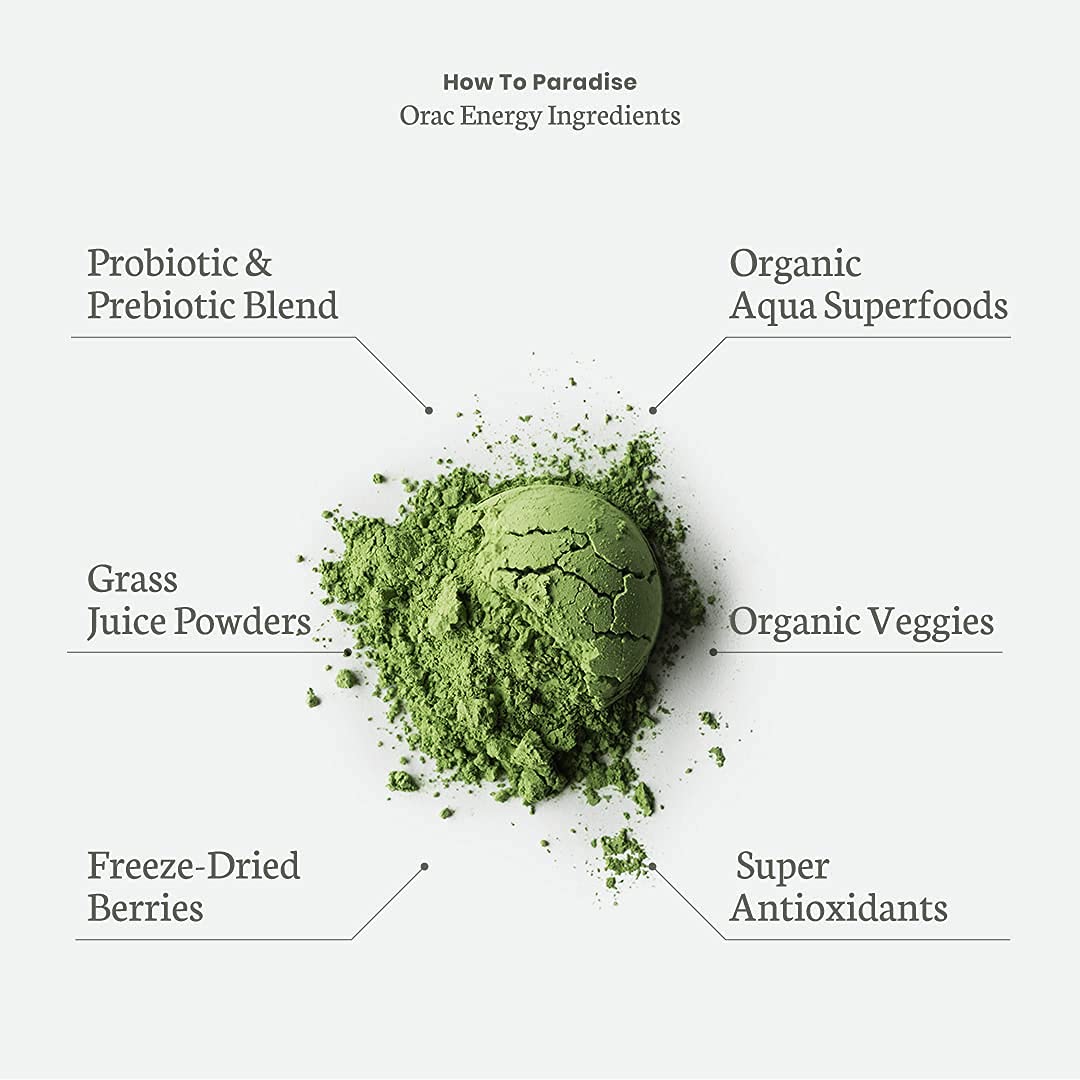 Paradise ORAC Energy Greens Powder Extract, Super Antioxidants, Probiotics for Gut