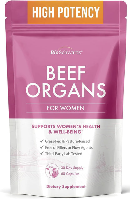 Primal Beef Organ Supplement for Women - Grass-Fed, 60 Capsules