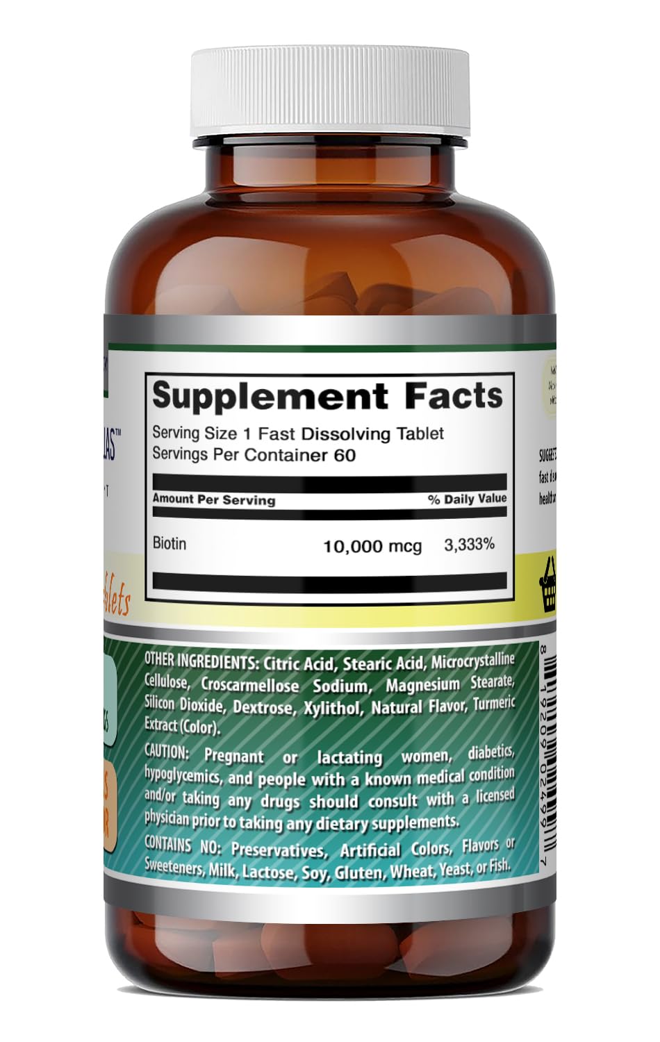 Amazing Formulas Biotin 10,000 mcg | Fast Dissolve Tablets | Non-GMO | Gluten Free Supplement | Made in USA (Strawberry, 60 Count)