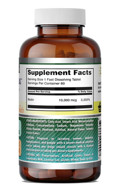 Amazing Formulas Biotin 10,000 mcg | Fast Dissolve Tablets | Non-GMO | Gluten Free Supplement | Made in USA (Strawberry, 60 Count)