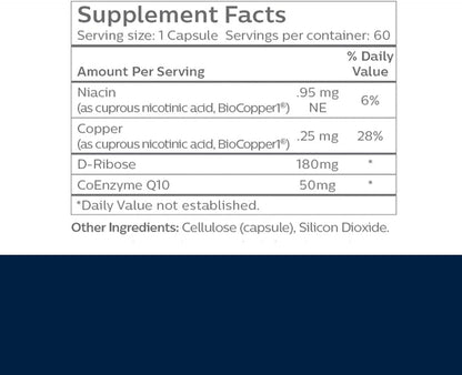 Original BioCopper1 (Cunermuspir) - BioAvailable Copper MultiVitamin with CoQ10 and d-ribose to Boost NAD+ Supports Mitochondrial ATP Energy Brain and Joint Health