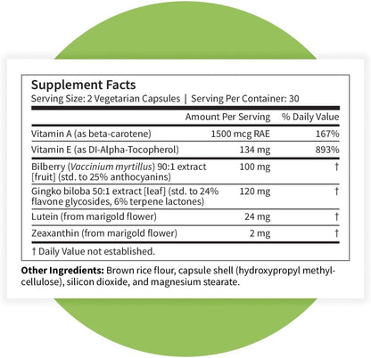Pattern Wellness Vision Complex Supplement – Daily Eye & Visual Function Support – Herbal Extract & Vitamin Blend – 60 Vegan Capsules