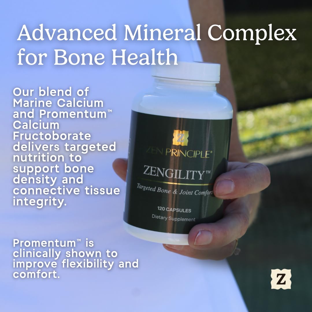 Zen Principle Zengility™ Joint Support & Bone Strength Supplement – Fast-Acting Relief with MSM, Plant Calcium, Vitamin K2 & D3. Shellfish-Free Vegan Formula for Mobility & Comfort. 240 Capsules