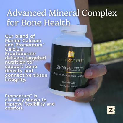 Zen Principle Zengility™ Joint Support & Bone Strength Supplement – Fast-Acting Relief with MSM, Plant Calcium, Vitamin K2 & D3. Shellfish-Free Vegan Formula for Mobility & Comfort. 240 Capsules