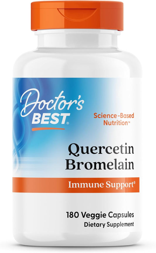 Doctor's Best Quercetin Bromelain, Immunity Support Capsule, Heart, Joint & Healthy Respiratory System, Non-GMO, Vegan, Gluten Free, Soy Free,180 VC