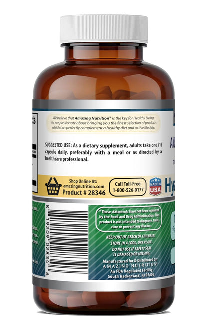 Amazing Formulas Hyaluronic Acid 100 Mg Supplement | Capsules | Non-GMO | Gluten-Free | Made in USA (1 Pack, 360 Count)