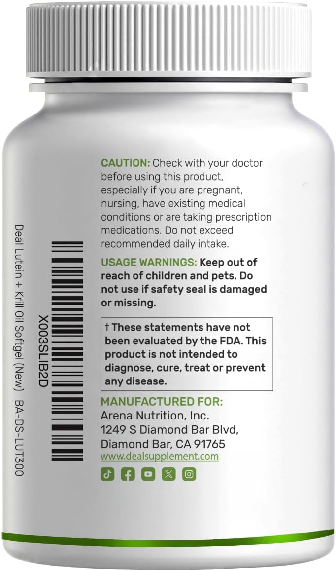 Lutein and Zeaxanthin Supplements, 40mg Per Serving, 300 Softgels – Plus Astaxanthin, Omega-3s, & Phospholipids – Non-GMO