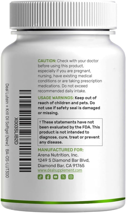 Lutein and Zeaxanthin Supplements, 40mg Per Serving, 300 Softgels – Plus Astaxanthin, Omega-3s, & Phospholipids – Non-GMO