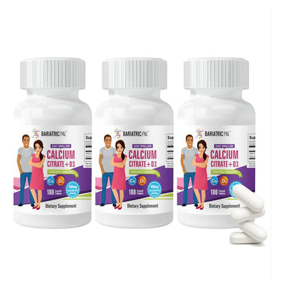 BariatricPal Easy Swallow Calcium Citrate (600mg) and D3 Coated Tablets (30-Day Supply)