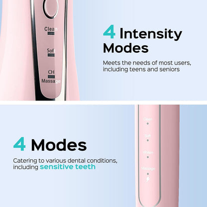 COSLUS C20C41 Water Flosser Electric Toothbrush Combo, Pink Oral Clean Kit