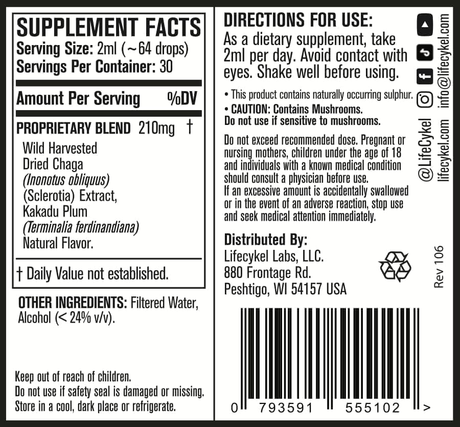 Life Cykel This is It Pack - Chaga, Lion's Mane & Cordyceps Mushroom Extract - Full-Spectrum Mushroom Tincture for Energy, Mental Clarity & Immune Support - Vegan, Non-GMO- 2Fl/Oz Per Bottle