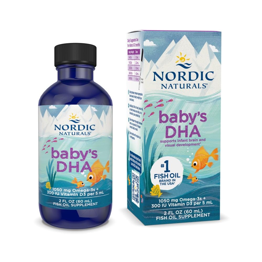 Nordic Naturals Baby’s DHA, 1050 mg Omega-3 + 300 IU Vitamin D3-4 oz | Supports Brain, Vision & Nervous System Development in Babies - Non-GMO - Servings May Vary
