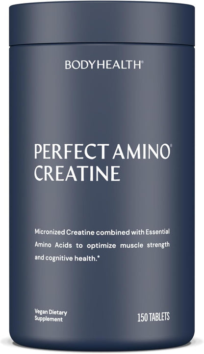 BodyHealth Creatine Monohydrate Tablets – Vegan Pre Workout Supplement with PerfectAmino, BCAAs & EAAs – Keto-Friendly, Muscle Recovery & Energy Support – 5g Creatine Equivalent per Serving