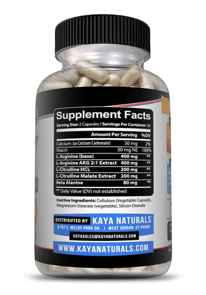 Kaya Naturals - Nitric Blast Potent All-Natural Herbal Supplement for Maximum Health Benefits | Pre-Workout | Increased Energy | Improved Nighttime Performance | - 60 Capsules