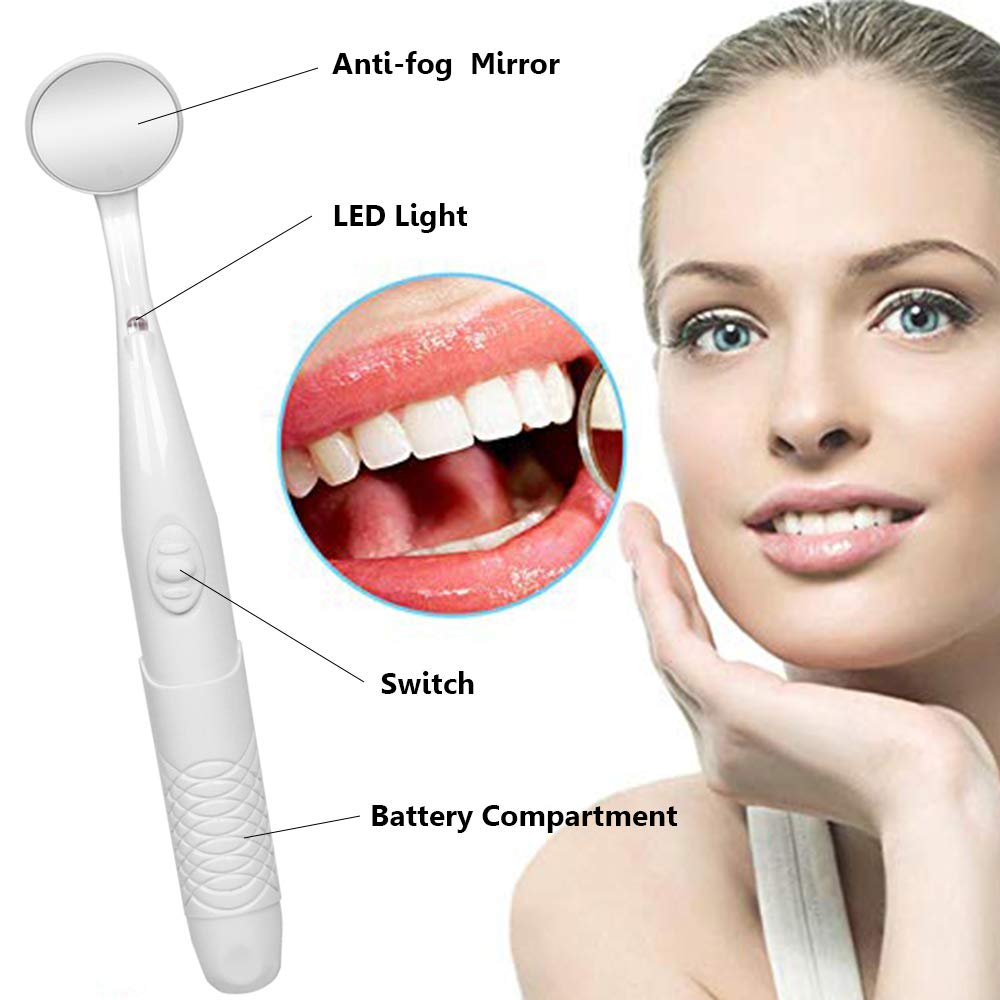 ffresiss Dental Mirror with Light,Teeth Inspection LED Mirror,Anti-Fog Mouth Mirror