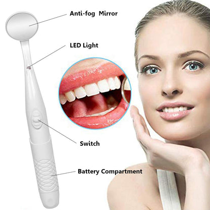 ffresiss Dental Mirror with Light,Teeth Inspection LED Mirror,Anti-Fog Mouth Mirror