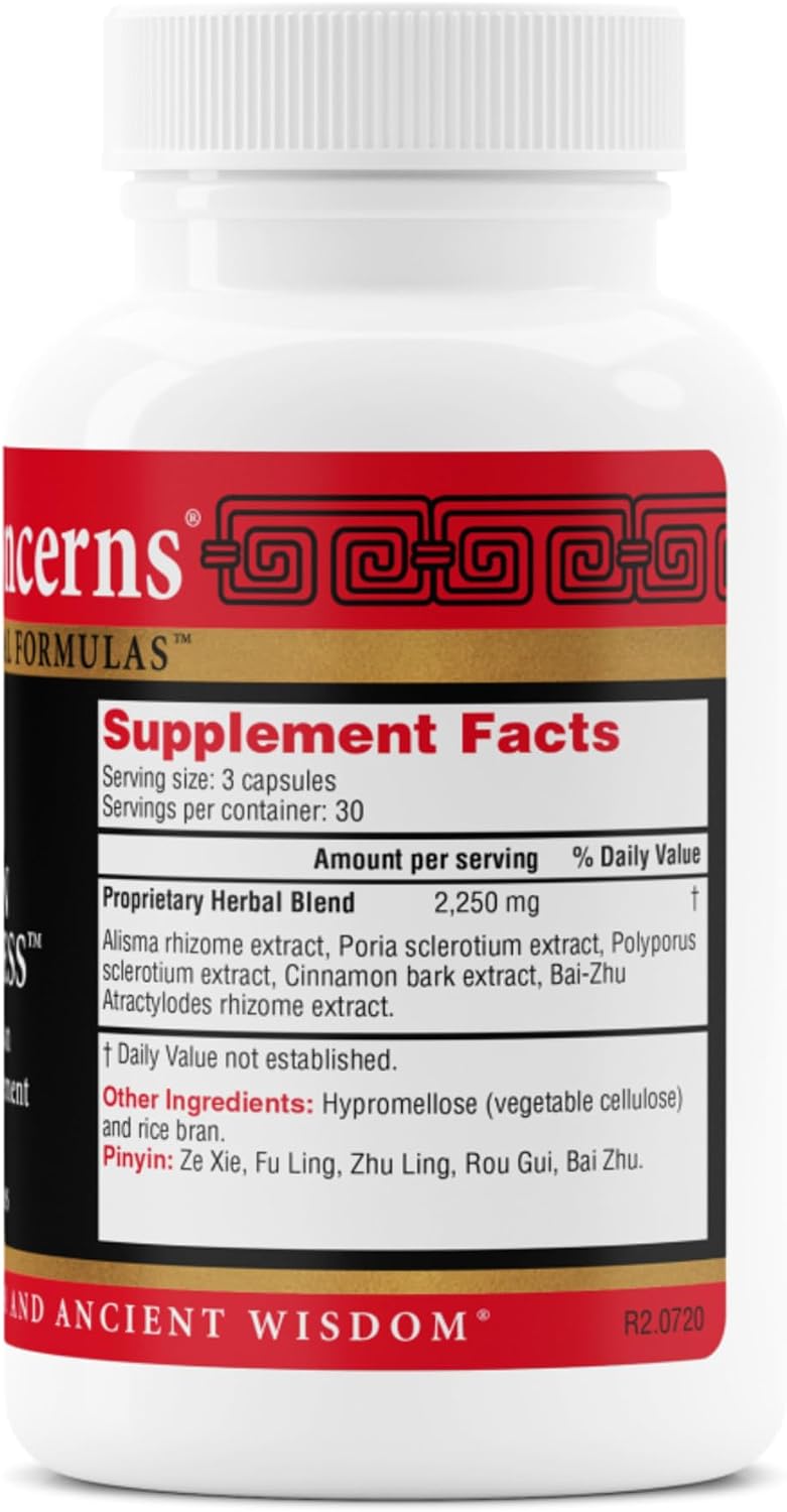 Health Concerns Drain Dampness – Kidney Support – Water Retention Relief – Chinese Herbal Formula with Alisma, Poria, Polyporus, Cinnamon – 2250 mg of a Proprietary Herbal Blend – 90 Capsules