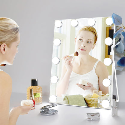 Nilitiyui 10"x 12" Vanity Mirror with Lights, Hollywood Lighted Makeup Mirror with 3 Color