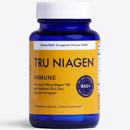 TRU NIAGEN NAD+ Immune Cell Support Supplement - Daily Defense - Vitamin C, Vegan D3 2000 IU, Zinc, Selenium, Copper + 100mg NAD Plus Boosting Niagen NR - 30 Capsules
