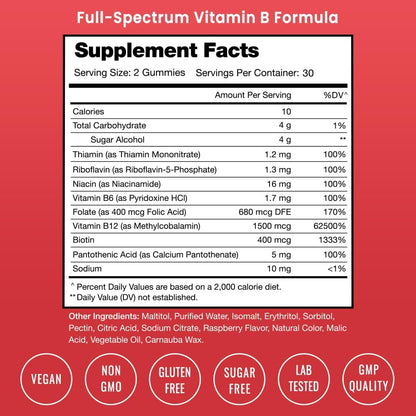 NutraChamps Vitamin B Complex Gummies, Vitamin B Gummies Boosts Energy, B Complex Vitamins B1, B2 (Riboflavin), B3 (Niacin), B5, B6, B7 (Biotin), B9 (Folic Acid), Methyl B12