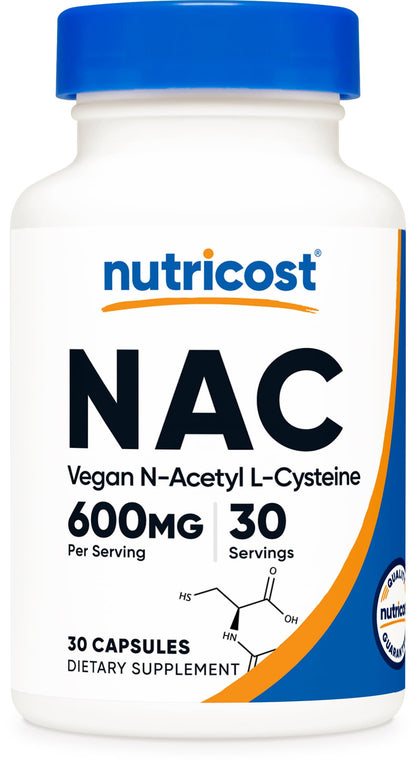 Nutricost N-Acetyl L-Cysteine (NAC) 600mg, 180 Capsules | GMO-Free And Gluten Free