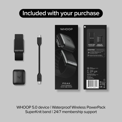 WHOOP Peak - 12 Month Membership -Sleep and 24/7 Fitness Tracker, Personalized Coaching, Menstrual Cycle Insights - 14+ Days Battery Life