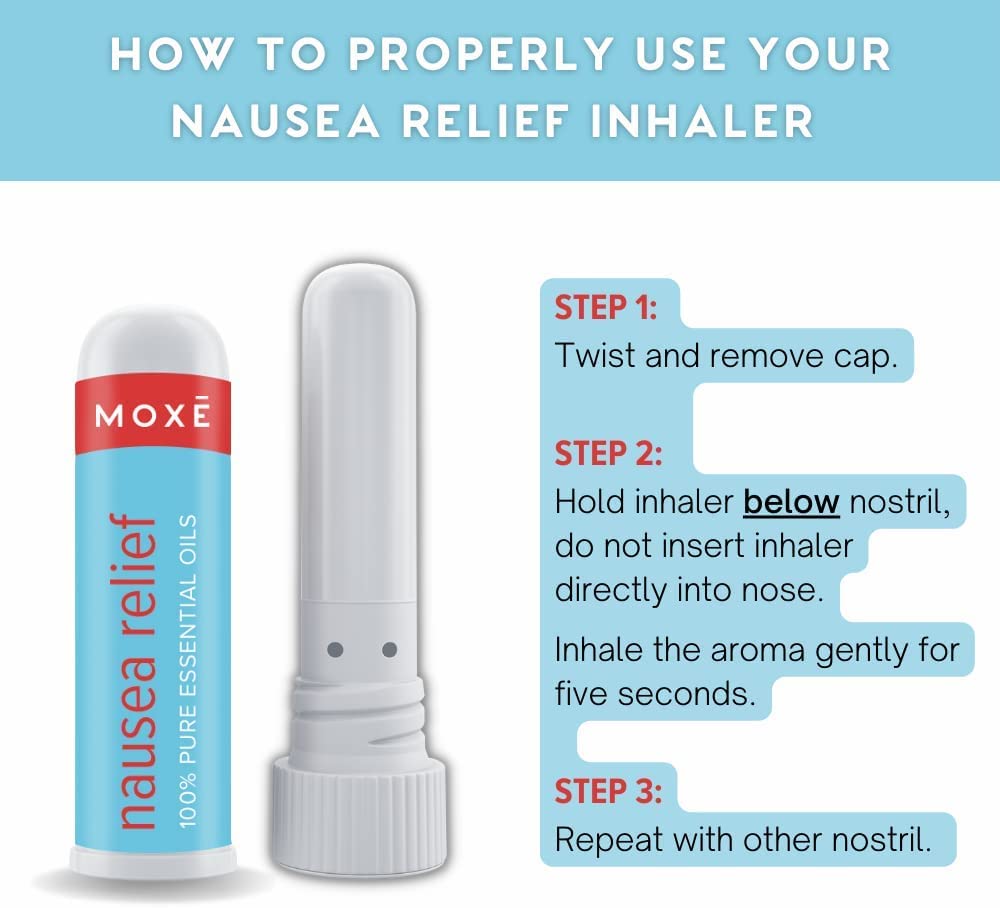 MOXE Nausea Nasal Inhaler Sticks, All Natural Essential Oil Blend, Ginger, Cardamom, Peppermint