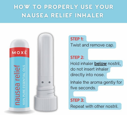MOXE Nausea Nasal Inhaler Sticks, All Natural Essential Oil Blend, Ginger, Cardamom, Peppermint