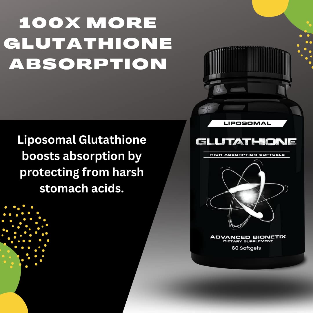 Advanced Bionetix 850mg Liposomal Glutathione Supplement | 120 Total Liposomal Softgels | Antioxidant Supplement w/Gluta-IV™, 100X Absorption Over Powder Glutathione