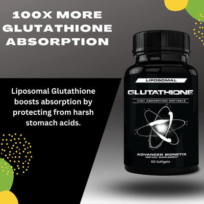 Advanced Bionetix 850mg Liposomal Glutathione Supplement | 120 Total Liposomal Softgels | Antioxidant Supplement w/Gluta-IV™, 100X Absorption Over Powder Glutathione
