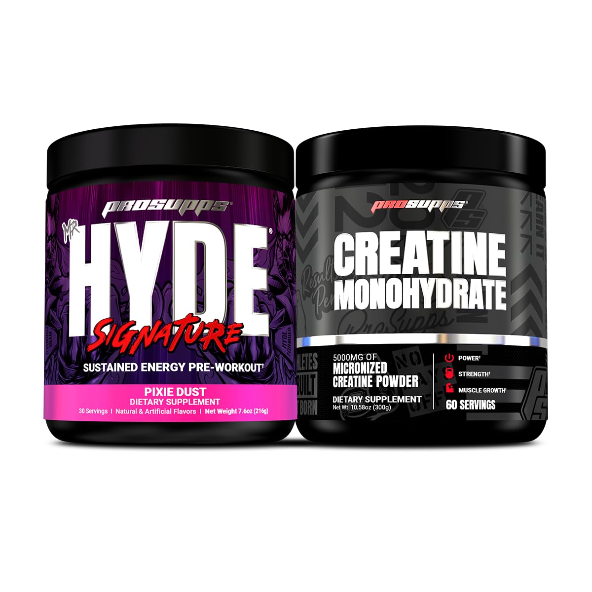 PROSUPPS Hyde Signature Sustained Pre Workout, Pixie Dust and Creatine 300 Bundle