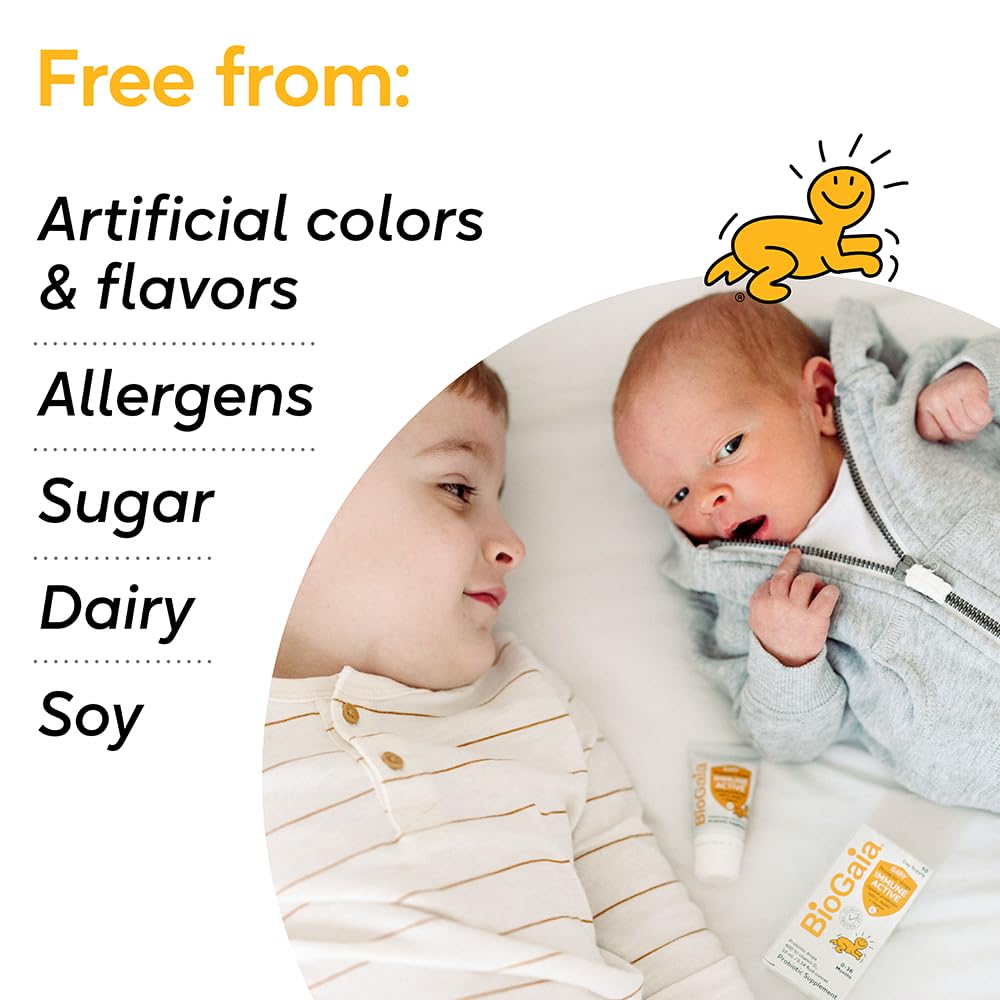 BioGaia Immune Active Baby Probiotic Drops + Vitamin D | Immune & Digestive | Pediatrician-Recommended | Supports Immune Health | Promotes Digestive Health & Regularity | Baby & Toddlers | 50 Day Supply