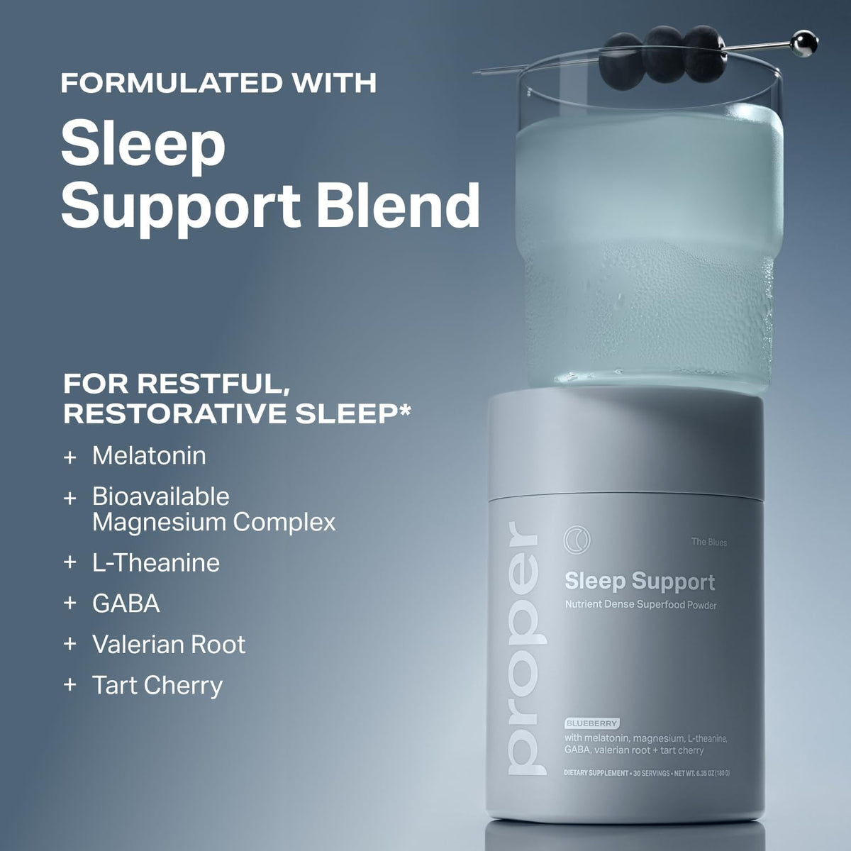 Proper The Blues Sleep Aid - Magnesium Sleep Drink Mix with Melatonin GABA