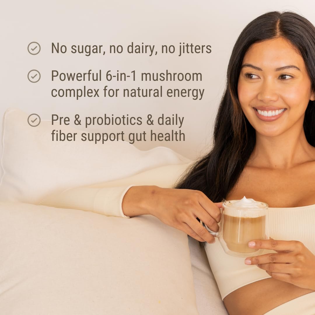 Live Conscious Beyond Brew - Coffee Alternative - Low Caffeine - Mushroom Complex w/Lion’s Mane, Reishi, Cordyceps & Chaga for Sustained Focus, Energy & Immunity - w/Prebiotics & Probiotics - 30