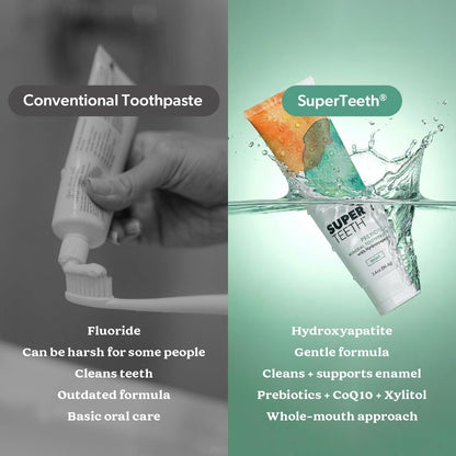 SuperTeeth Prebiotic Hydroxyapatite Toothpaste, Fluoride-Free - Mint
