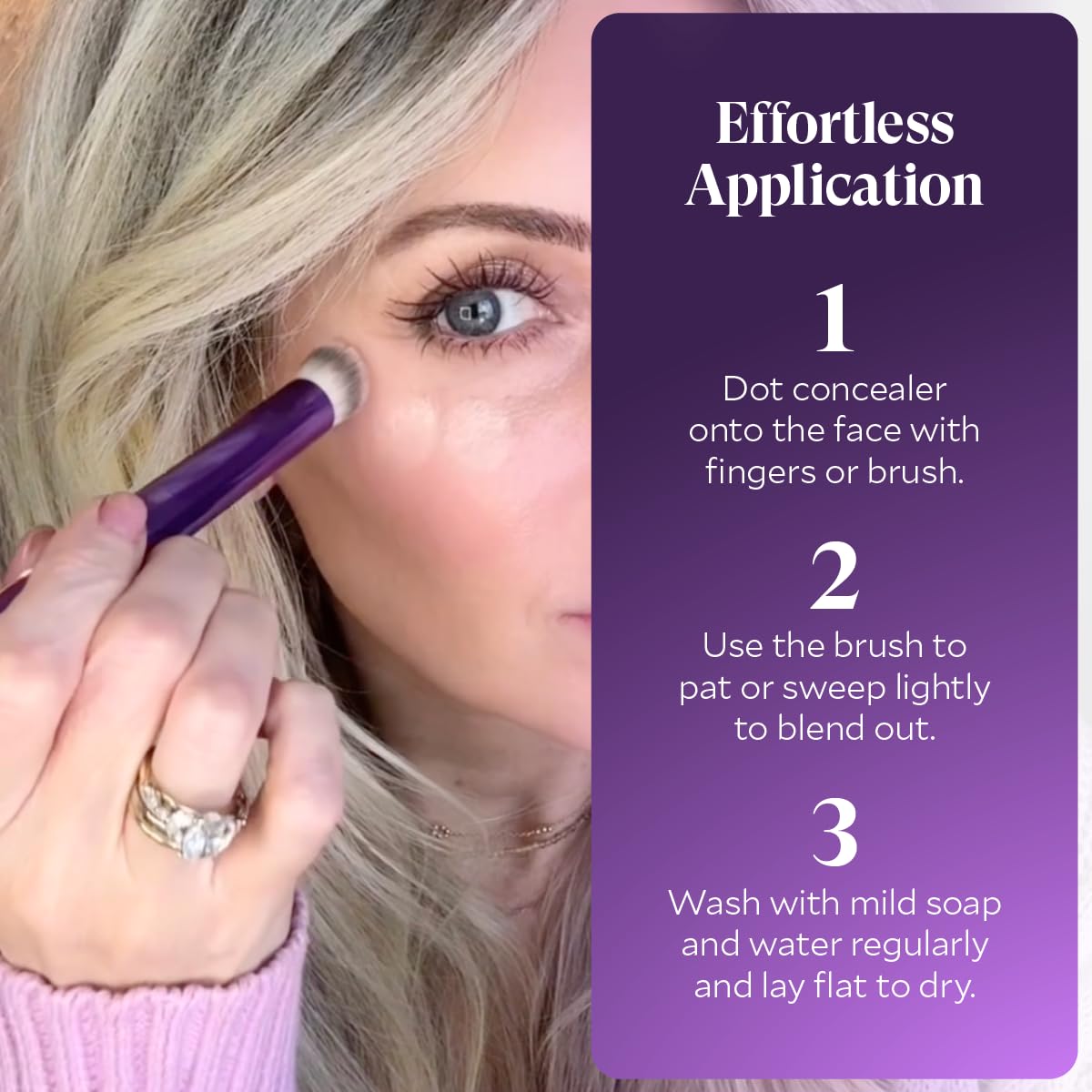 Contoured Concealer Brush for Eyes & Nose – Precise Blending Makeup Brush for Flawless Coverage – Soft, Non-Shedding, Cruelty-Free Brush for Spot Concealing & Hard-to-Reach Areas
