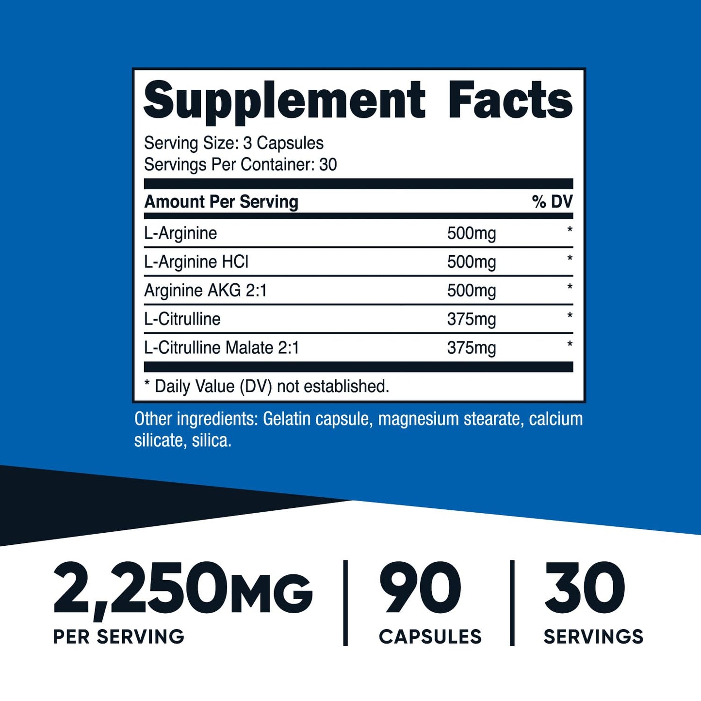 Nutricost Nitric Oxide Booster 2250mg, 180 Capsules - 750mg Per Casule, 60 Servings - Gluten Free and Non-GMO | 750mg Per Casule, 60 Servings, GMO-Free