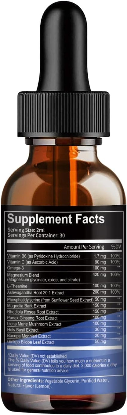 Totaria cortisol Supplement Liquid Drops Hormone Balance for Women Men with Magnesium Complex,Ashwagandha,Rhodiola Rosea,L Theanine,Phosphatidylserine Supplements Mood, Focus, Sleep Support 2 FL.OZ