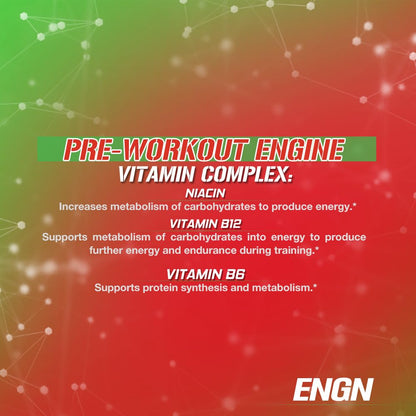 EVL Intense Pre Workout with Creatine - ENGN Energizing Pre Workout for Men Powder Drink for Lasting Energy Focus and Recovery - with Beta Alanine Caffeine and L Theanine - Blue Raz